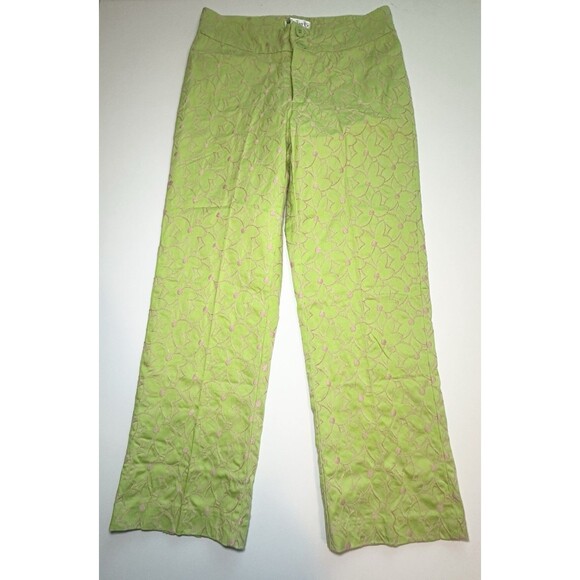 Will's River Co. VTG Green Pink Floral Embroidered Pants Retro Bright‎ Women's 8 - Picture 12 of 12